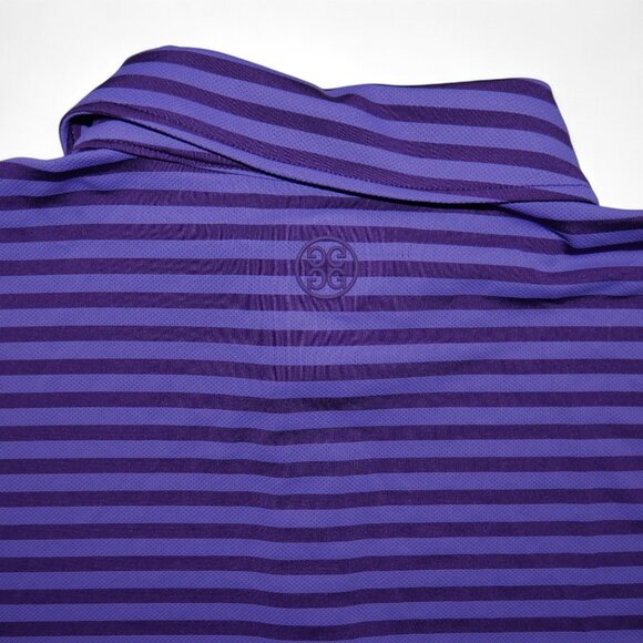 G/FORE Perforated Golf Polo Shirt Mens Size S Purple Stripe Moisture Wicking NWT - Picture 6 of 10